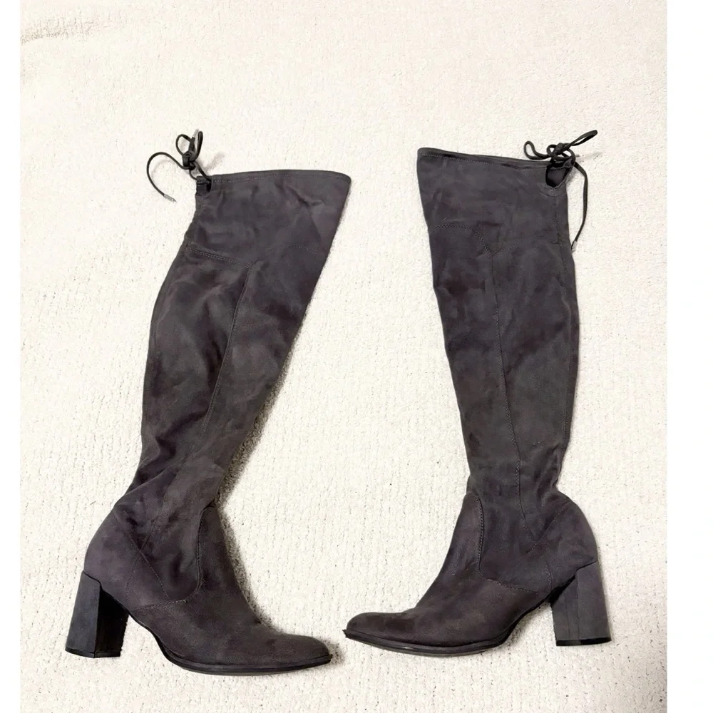 Marc Fisher Dark Gray Over The Knee Boots Faux Suede